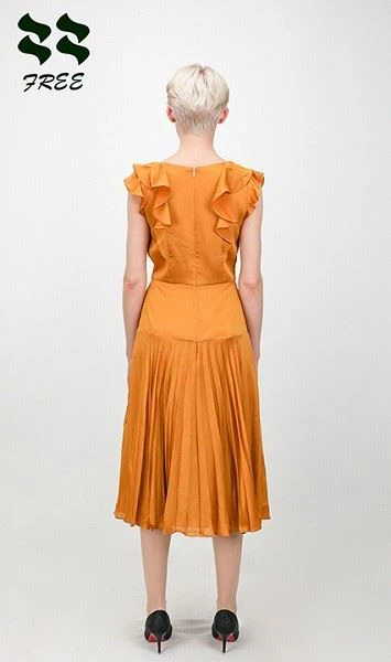 Sleeveless Ruffles Pleated Dress Supplier